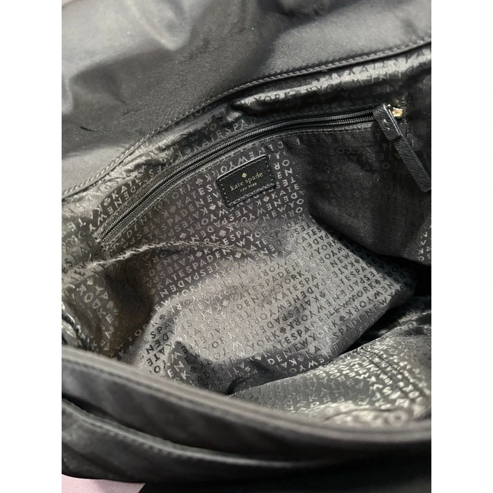 Kate Spade NY Black Nylon Flip-Top Adjustable Shoulder Bag‎ Zipper Logo Pocket